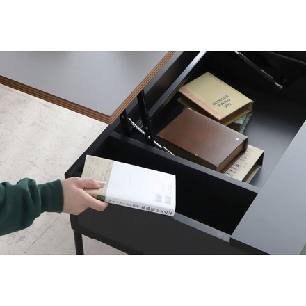 ダイニングテーブル 昇降式 収納機能 国産 幅89.5 奥行き58.8 高さ37-58.2cm