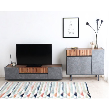 キャビネット 幅90cm 日本製 完成品 サイドボード チェスト リビングボード 脚付き コンクリート調 引き出し収納