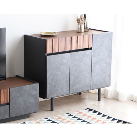 キャビネット 幅120cm 日本製 完成品 サイドボード チェスト リビングボード 脚付き コンクリート調