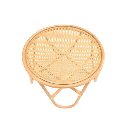 ラタンテーブル 円形 直径50cm 木製 ガラス センターテーブル ローテーブル 韓国