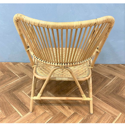 ラタンチェア 1人掛け ハイバック 完成品 定番 1人用 1P チェア 椅子 いす 皮付きラタン 籐 木製
