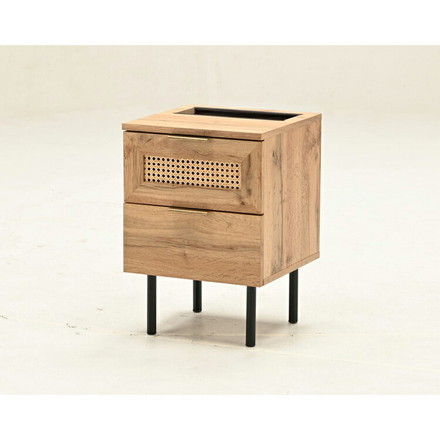 ラタン サイドテーブル 幅35cm 天然ラタン 収納 引き出し ベッドテーブル ほぼ完成品