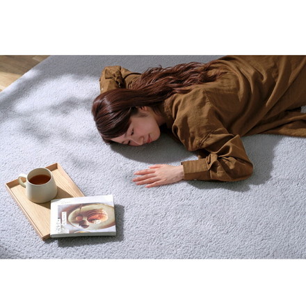 アイリスオーヤマ ラ・クッションラグ シープ調ボア 185×240cm グレー ACRSB-1824 ラグ ラグマット カーペット IRIS OYAMA