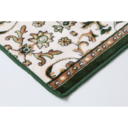玄関マット あがり框 洗える モケット織り 王朝柄 メンデル グリーン 30×110cm