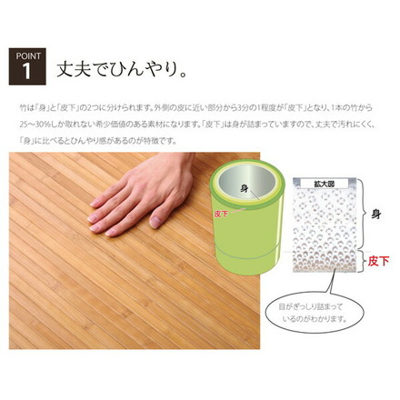 バンブー 竹 ラグ カーペット 無地 シンプル 正方形 約4畳 ローマ ナチュラル 250×250cm