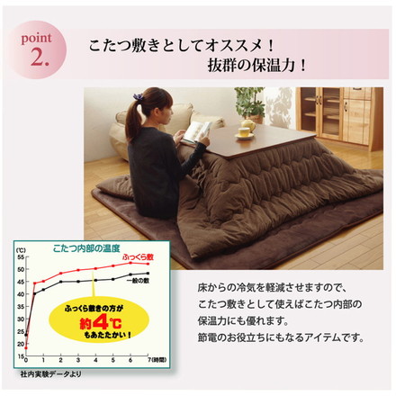 国産固綿40mm使用 マイクロファイバー生地 ふっくら敷 『フィーラF敷』 ブラウン 190x190cm