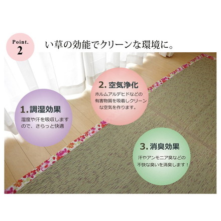 ラグ カーペット マット い草 中敷 い草ラグ 花柄 『NSフレグランス』 ローズ