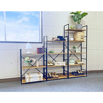 オープンラック 奥行き23.5cm ワイド 4段 シェルフ ウッドシェルフ 棚 オープンラック シェルフ 本棚 棚