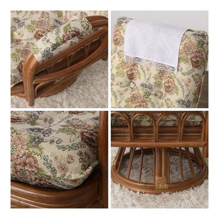 天然籐 座椅子 ハイタイプ リクライニング3段階 360回転 ラタン 回転座椅子 座椅子 1人掛け リラックスチェア