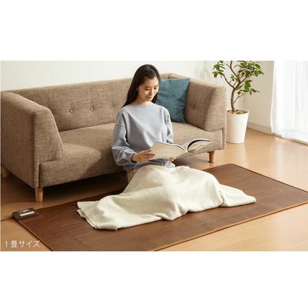 フローリング調電気マット 2畳 176×176cm ホットカーペット 電気マット ホットマット キッチンマット 防水 ブラウン ライトベージュ ライトベージュ