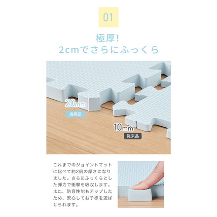 ジョイントマット 大判 厚手 2cm 60cm 16枚 3畳 特級防音 断熱 保温 耐熱 抗菌 防臭 アイボリー×モカ