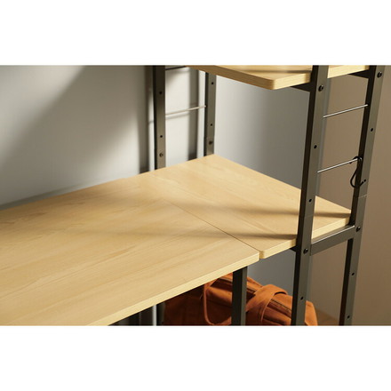 オープンラック 幅53 奥行30 高さ146.5cm キャスター付き 可動棚 S字フック付き 収納ラック 4段 デスク