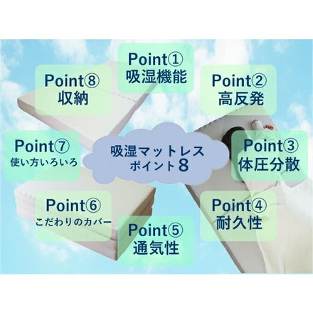 アキレス Achilles マットレス 調湿機能付き高反発三つ折りマットレス 日本製 高反発 3つ折り 厚さ10cm
