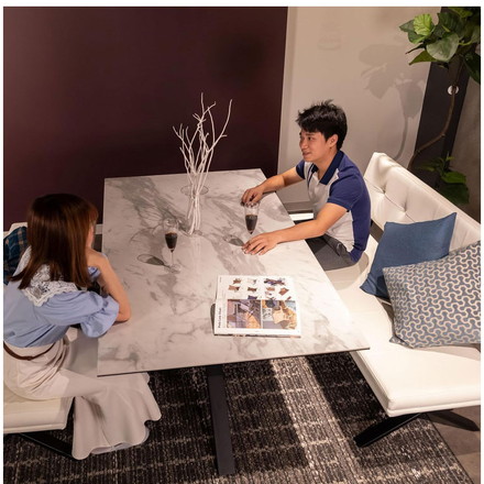 筑波産商 ダイニングテーブル セラミック天板 TK ホワイトクォーツ 165×90×72 Brescia 幅165cm