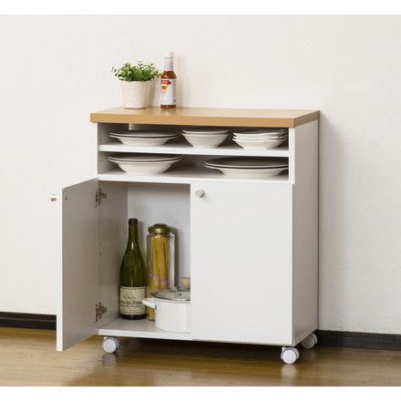 日本製 キッチンカウンター キッチンワゴン 幅60cm キャスター付き スリム 収納 大容量 キッチン収納 簡易デスク