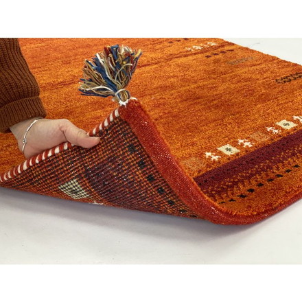 ラグ 190×190cm オレンジ 赤 ウール コットン 天然素材