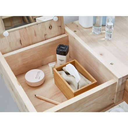 ドレッサーセット 天然木 木製 コンパクト ミラー付き スツール付き 化粧台 鏡 収納 デスク 机 NATURAL