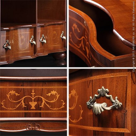 完成品 イタリア製 丸脚 テレビボード 幅110 ワイド ヴェローナ クラシック ローボード 引き出し付き 収納