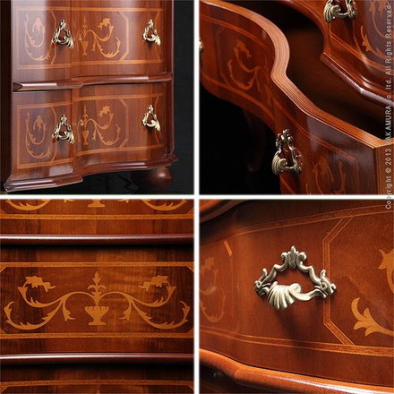 完成品 チェスト イタリア製 五段 丸脚 5段 ヴェローナクラシック 幅87 コンパクト スリム 大容量