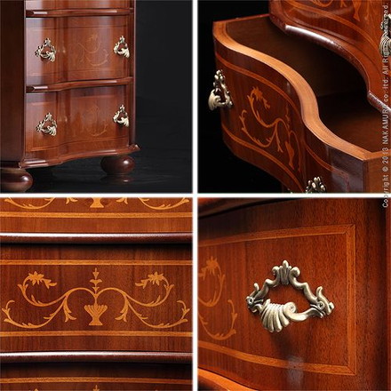 完成品 チェスト イタリア製 五段 丸脚 5段 ヴェローナクラシック 幅58 コンパクト スリム 大容量