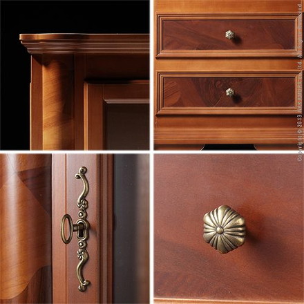 完成品 イタリア製 ヴェローナ クラシック ガラス キャビネット 本棚 ブックラック 幅75 大容量