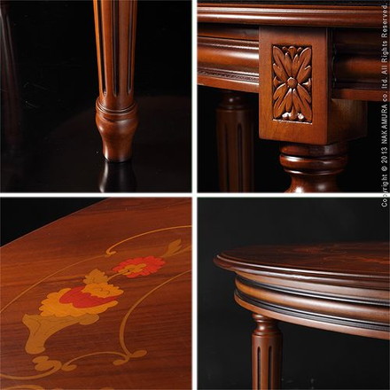 イタリア製 ヴェローナ クラシック ダイニングテーブル 円形 幅90 丸型 机 食卓 アンティーク コンパクト スリム