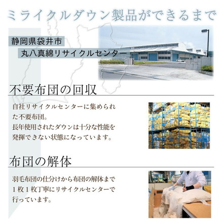 丸八真綿 掛けふとん ミライクルダウン ダブル 190×210cm 1.4kg 布団 羽毛布団 エコダウン85%使用