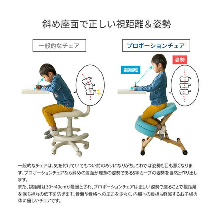 プロポーションチェア 専用カバー 本体別売り 座面と膝の2枚セット 学習チェア用 カバー 背筋が伸びるチェア用 ブルー