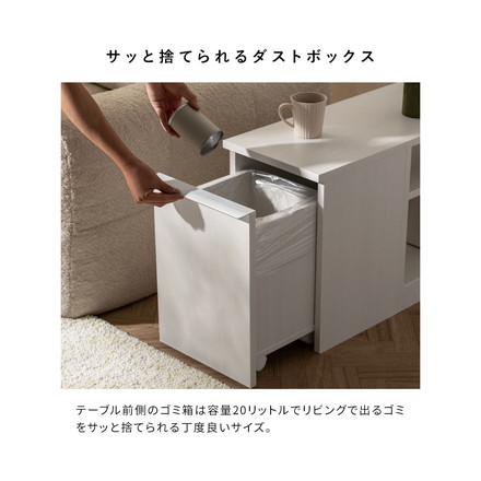 ダストボックス付きサイドテーブル サイドテーブル ゴミ箱 ダストボックス ソファ横 リビング 20L 可動棚 収納 ブラウン