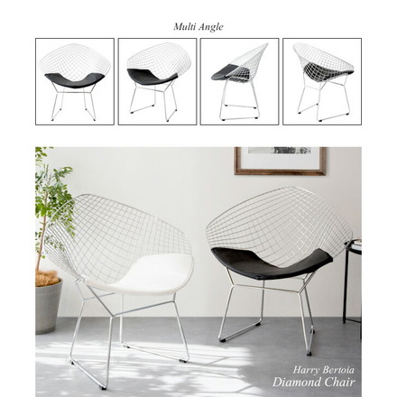 ハリー・ベルトイア ダイヤモンドチェア リプロダクト ワイヤーメッシュチェア デザイナーズチェア ミッドセンチュリー ブラック