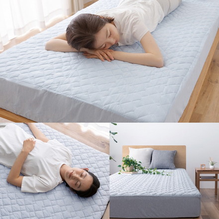 強力接触冷感 敷パッド一体型ボックスシーツ Q-MAX0.5 セミダブル 120×200×30cm 洗える 丸洗い