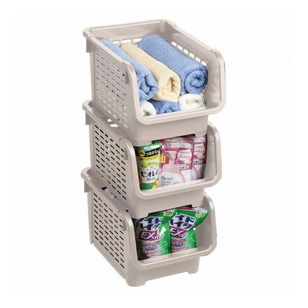 日本製 積み重ね ストッカー キャスター付 ワームグレー LD-245 Style Storage