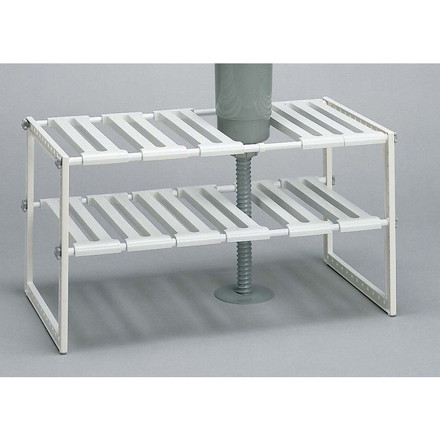 伸晃 キッチン収納 シンク下フリーラック ワイド 伸縮タイプ ホワイト KW2-EX