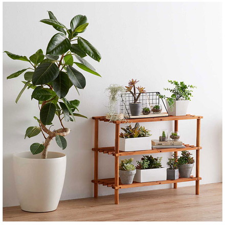 天然木 シューズラック 3段 オープンラック ガーデンラック 棚 シェルフ フラワースタンド 花台 ウッドラック ガーデニング 木製 玄関収納 スリッパラック おしゃれ