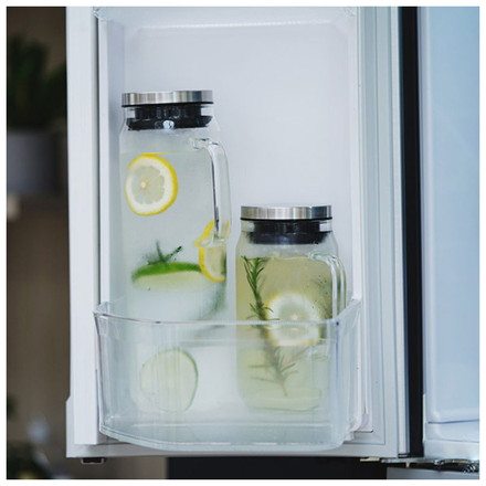 【2個セット】 HARIO ウォータージャグ 1300ml 耐熱ガラス 食洗機対応 ピッチャー ピッチャー 麦茶ポット ステンレス フタ 取っ手付き 冷水筒 冷水ポット ドアポケット 扉 熱湯OK 縦ライン