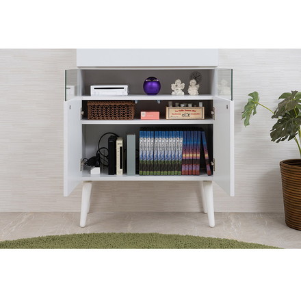 WHITE LIV 幅60 奥行30 高さ80.5 キャビネット ホワイト フレンチシャビー ルーター収納 電話台