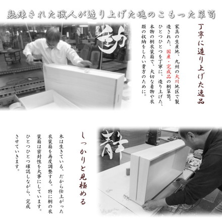 桐心 桐ケース 1段 衣装ケース 押入れ クローゼット 桐たんす 保管庫 保管ケース 竹炭シート 着物 衣類収納 洋服