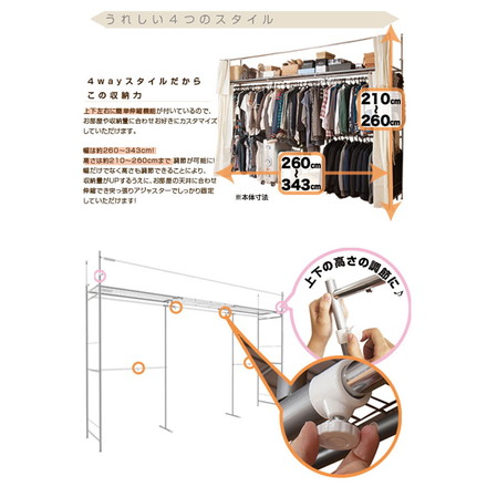クローゼットカーテン 伸縮 大量収納 突っ張り つっぱり スーツ 衣類収納 目隠し 衣装 ドレス クローゼットハンガー