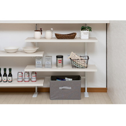 カウンター下突っ張りラック用追加棚板1枚 幅89.5cm 取付金具セット ホワイトウォッシュ 本体別売り