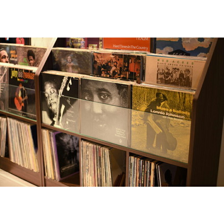 レコードディスプレイラック 木目ダーク レコード ジャケット ディスプレイ 約420枚収納 幅103cm ガラス