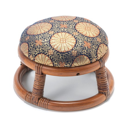 仏前用 ラタン 丸型 ミニスツール 天然籐 金襴正座椅子 イス 椅子 チェア 正座椅子 ラタンチェア 籐 仏壇 和室 法事 仏前 1脚