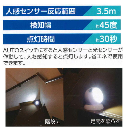 セーブ・インダストリー COBセンサーライト マグネット台座付 人感ライト 防犯 夜間 LEDライト