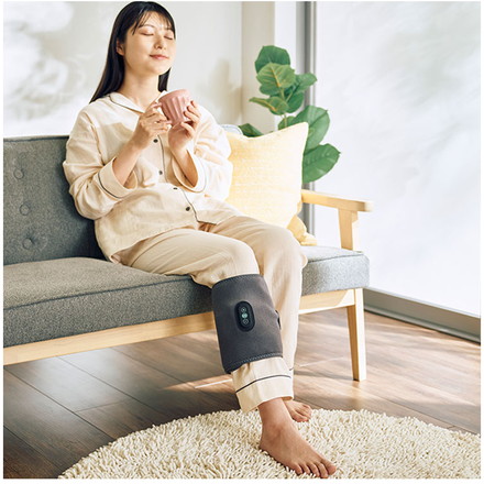 充電式レッグリフレ あしかる ふくらはぎ マッサージ 巻きつけ 3段階 折りたたみ コンパクト QUADS QS-555 グレー