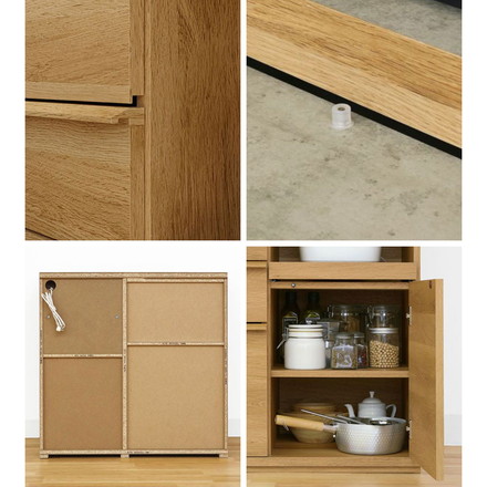 キッチンカウンター レンジ台 食器棚 幅90cm 高さ90cm ナチュラルブラウン 引出4段 コンセント付