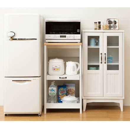 白井産業 デリジオ キッチンラック 幅50 スリム レンジ台 スライドレール 収納 北欧 アンティーク