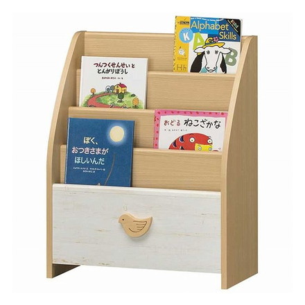 白井産業 ランドキッズ 収納箱付き 絵本ラック キャスター付き 収納 えほん 絵本置き かわいい ナチュラル シンプル