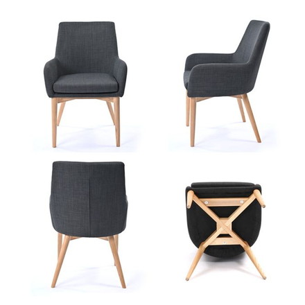 ダイニングチェア ダークグレー 食卓イス 腰掛け 椅子 1人掛け 1P 天然素材 インテリア