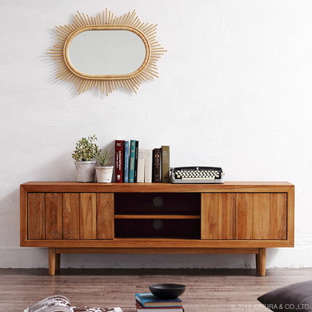 チーク無垢材 TVボード 150cm幅 TVボード テレビラック ローボード TVラック AVボード リビングボード