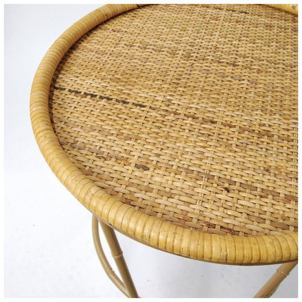 ラタン ラウンドテーブル Sサイズ 天板36cm 高さ51cm サイドテーブル プランター台 ディスプレイテーブル