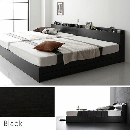 ベッド 収納付き 連結 引き出し付き キャスター付き 木製 棚付き 宮付き コンセント付き